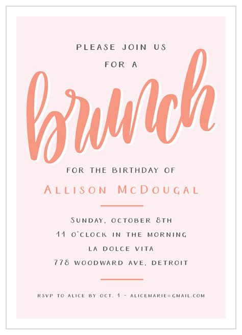 Easy to personalize and send for a party. . Birthday brunch invitations